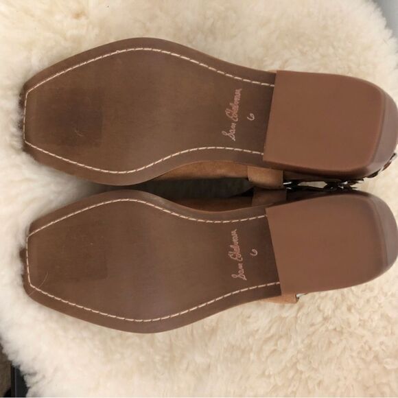 Sam Edelman Bellamie Leather Suede Western Style Ankle Boots Camel Size 6 - Picture 9 of 11